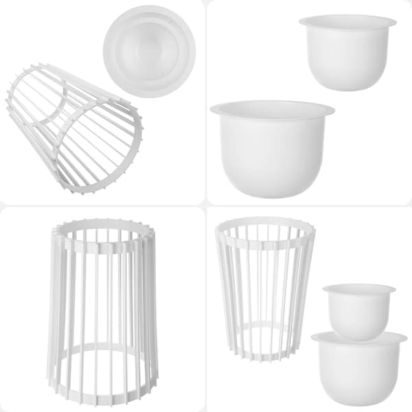 KADAX Loft Dobbeltsidet Blomsterstander Hvid 39,5 cm + 2x Indsatser
