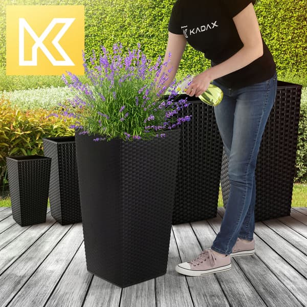 KADAX Urtepotte Havepotte med Blomsterindsats Stor Høj 34x68 cm Sort
