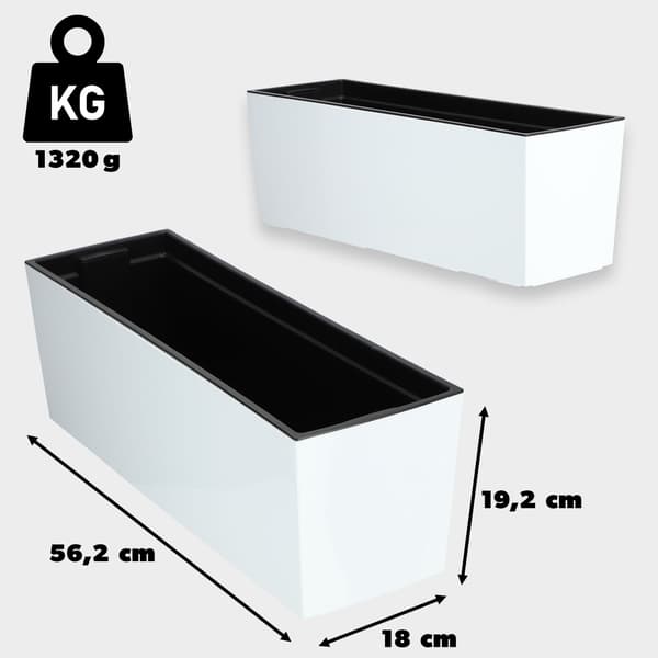 KADAX Urtepotte Balkonkasse med Indsats Blomsterstativ til Balustrade 19x56cm