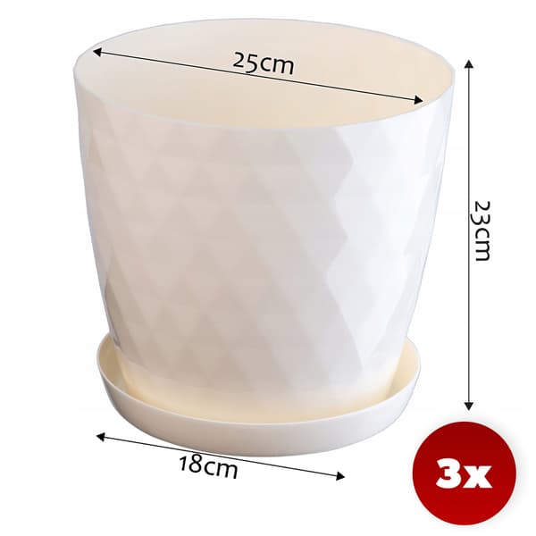KADAX Urtepotte, Urtepottedæksel, 25 cm, Blomsterfod, Cremefarvet Plast, 3 stk.