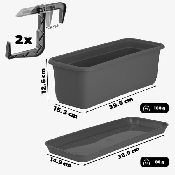 KADAX Balkonkasse 40 cm Urtepotte Urtepottestativ Håndtag Balkon