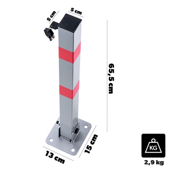 KADAX Parkeringspullert Foldbar parkeringslås med nøgle Afspærring 65 cm