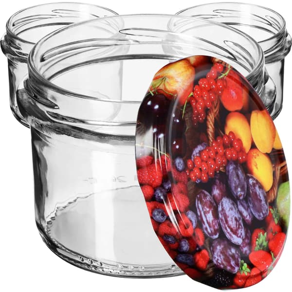 KADAX Tartu säilöntäpurkit 235ml 50kpl 82mm + "Fruit" kannet