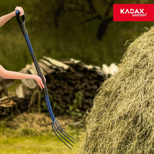 KADAX Trädgårdsgaffel 4-spetsig metall för hökompost 130 cm