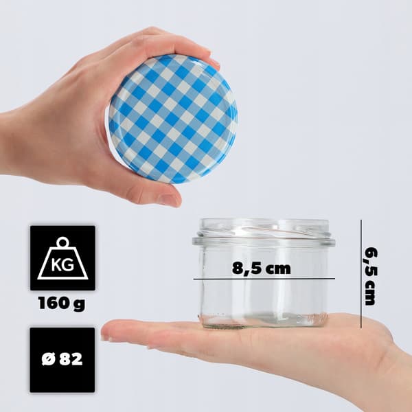 KADAX Tartu muurauspurkit 235ml 50kpl 82mm + "Blue grid" kansi