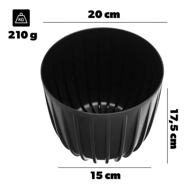 KADAX Urtepotte, Urtepotte, 20 cm Rund, Plast, Sort