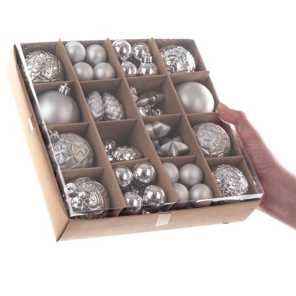 KADAX Splittersäkra Julgranskulor Silver Julgransprydnader Set med 60