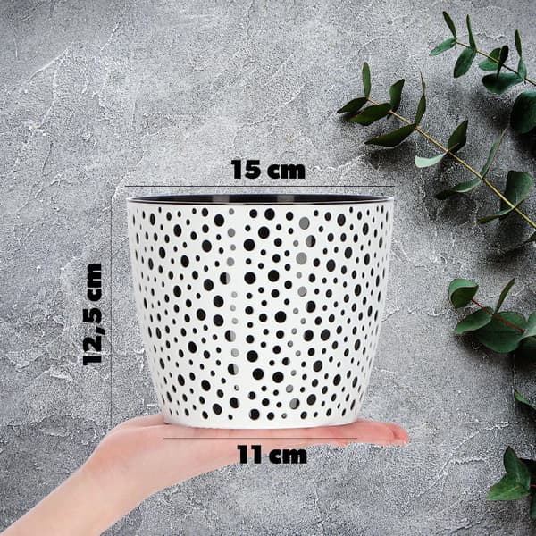 KADAX Urtepotte, Urtepotte, Rund Låg, Plastik Blomsterfod, 15cm, Sort