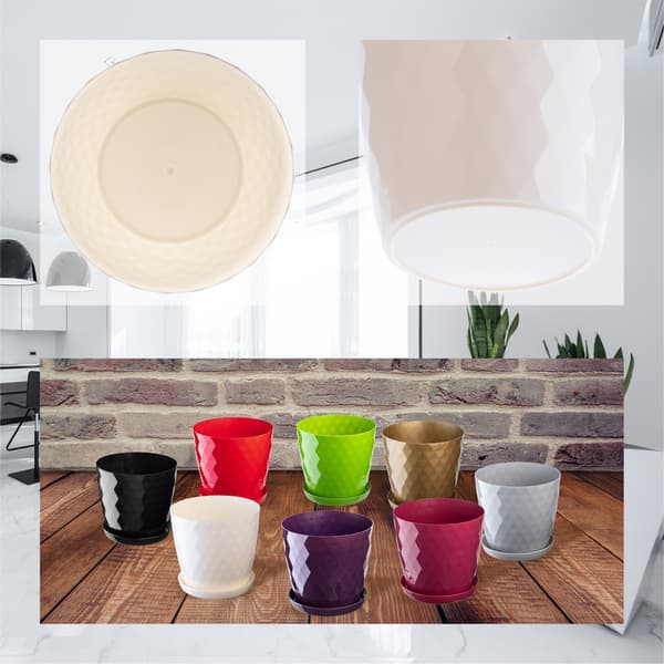KADAX Plastik Urtepotte med Stativ, Urtepottedæksel, 25cm, Creme, Kadax