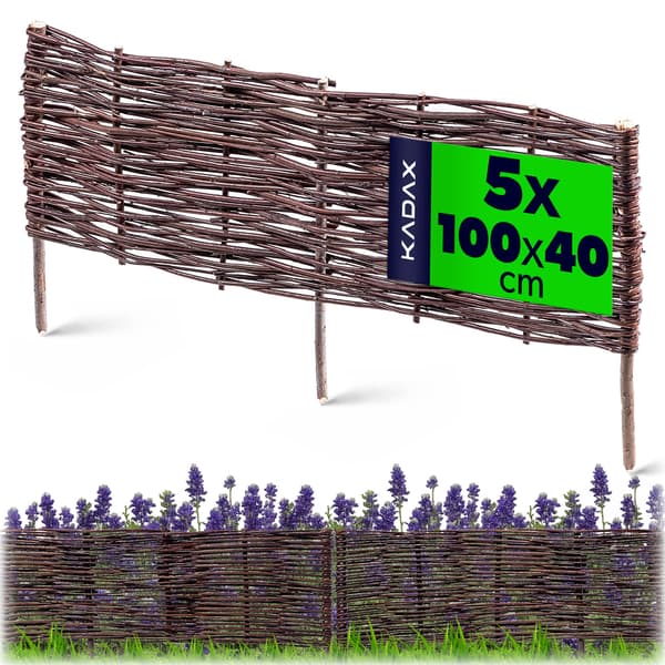 KADAX Trädgårdspalissadkantstängsel i rotting 100x40 cm 5-pack