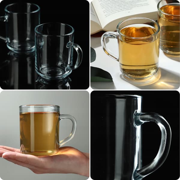 KADAX Glas til te, kaffe, drikkevarer med hank, sæt med 2 glas, 240 ml