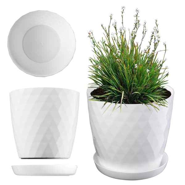 KADAX Plastblomkruka med stativ Blomkrukasskydd 30cm Vit Kadax