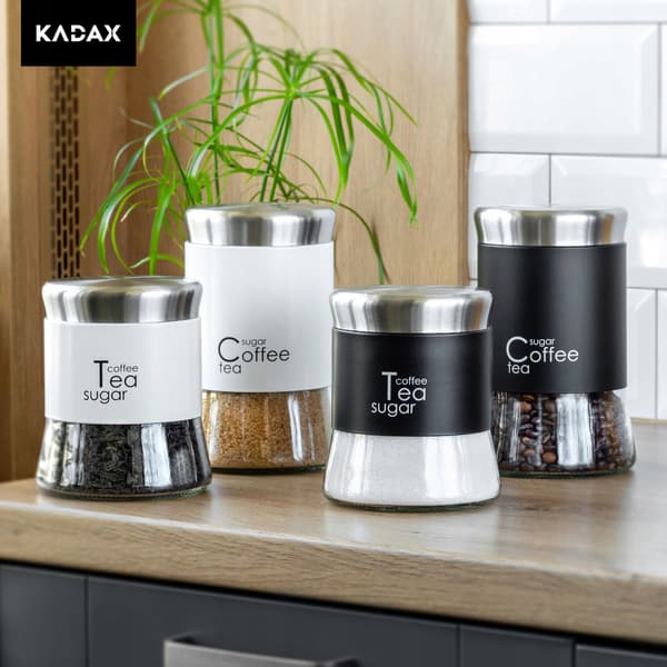 KADAX Kaffe Te Socker Glasbehållare med lock Svart 1000ml 1L