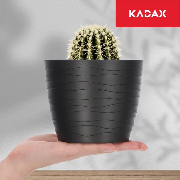 KADAX Urtepotte Plastikpotte til Blomster og Planter Sort Rund 13 cm
