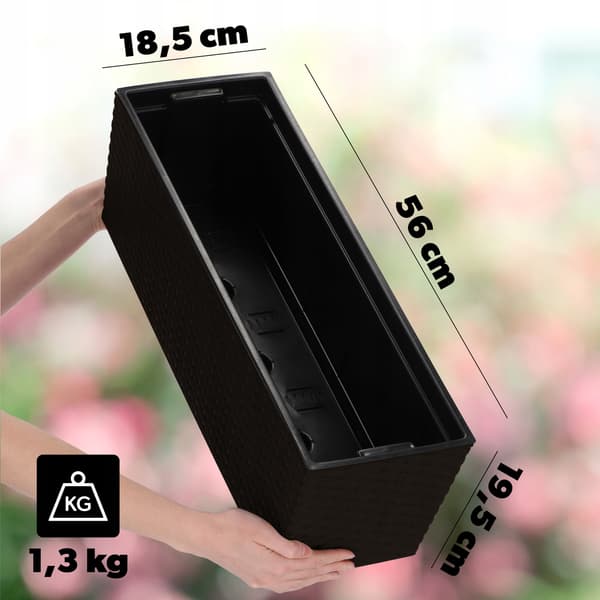 KADAX Urtepotte Balkonkasse med Indsats Blomsterstativ til Balustrade 19x56cm