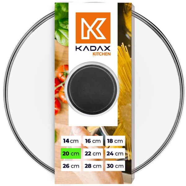 KADAX Glaslåg 20 cm Universal Varmebestandigt Gryde- og Pandedæksel