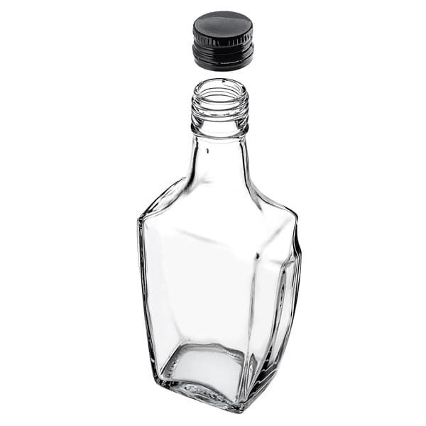 KADAX Lasipullo Tinktuuralle 250ml Mustalla korkilla 50kpl.