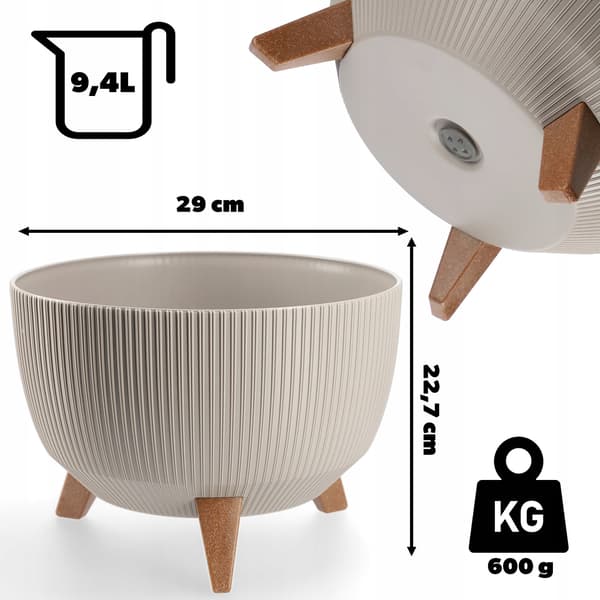 KADAX Blomkruksskydd på ben + kruka 29 cm beige randig