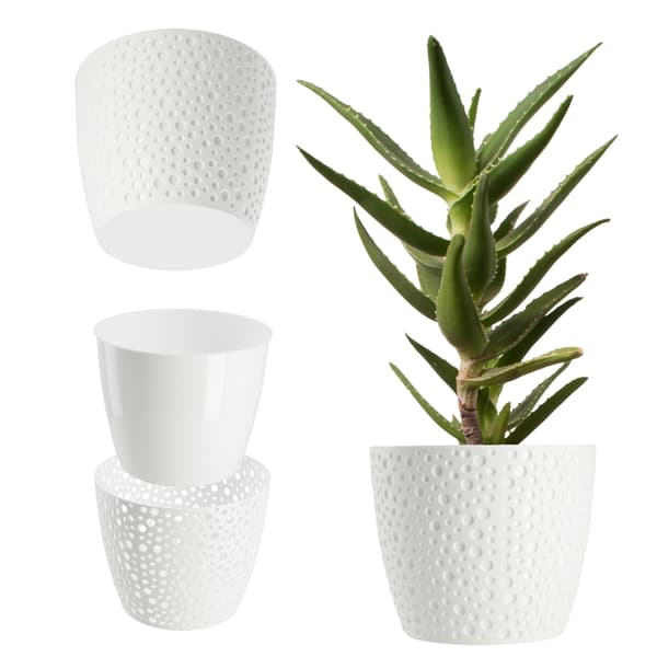 KADAX Blomkruka, Blomkruka, Runt Lock, Plast Blomställ, 11 cm Vit