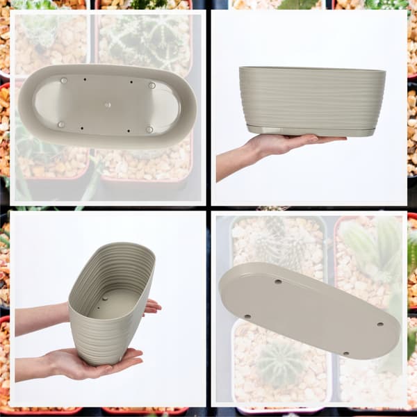 KADAX Urtepotte med Underkop Haveurtepotte 27 cm Blomsterfod Plastik Grå