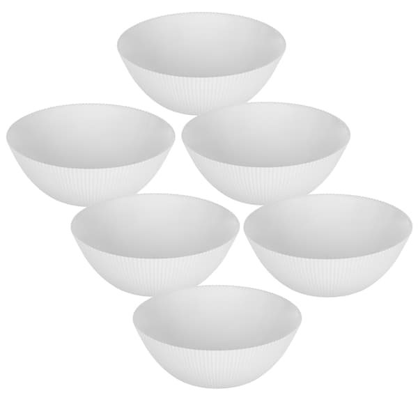 KADAX Salladsskål 20 cm Glas För Soppsnacks Vit Räfflad Set med 6