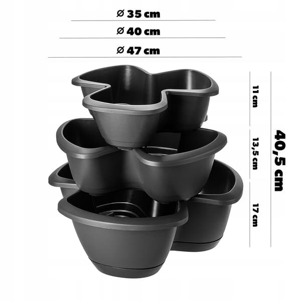 KADAX Urtepotte, Urtepotte, Plastlåg, Triple Cascade, 3-i-1 Blomsterstativ