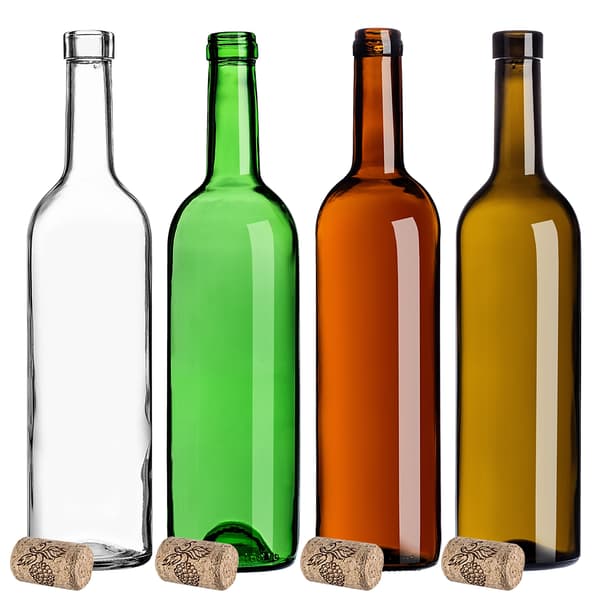 KADAX 10 st glasflaskor för vin, likörer, vinflaska 0,75 l 750 ml + korkar