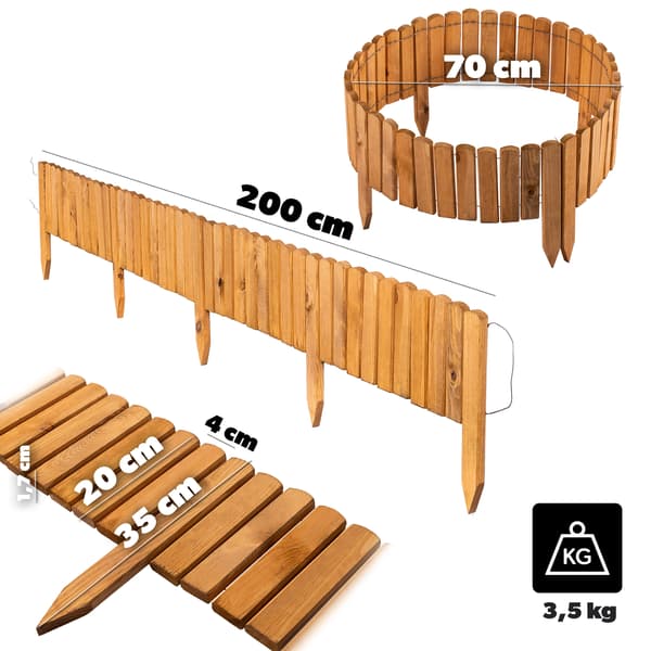 KADAX Płotek rabatowy drew L200 h20 dąb K17398