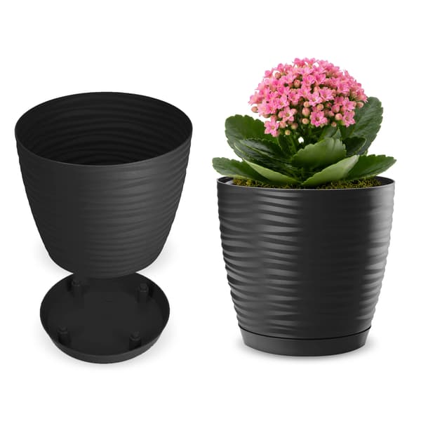 KADAX Blomkruka 13cm Rund Plastblomkruka Antracit