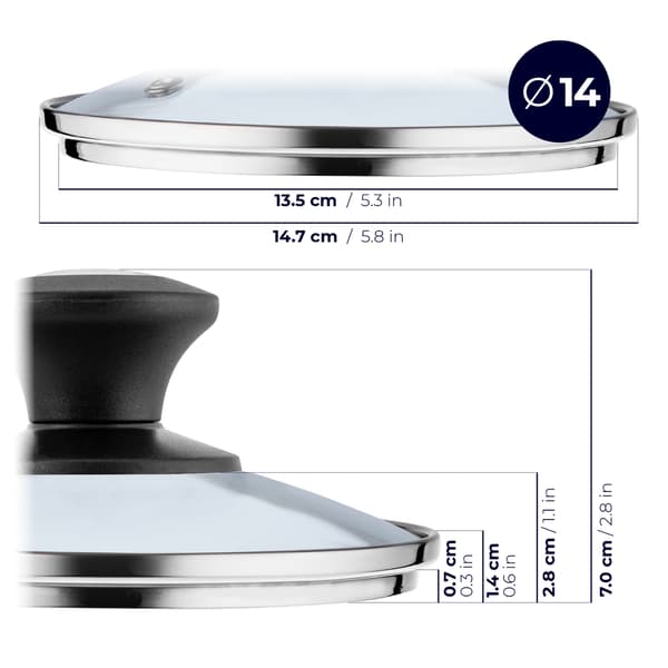 KADAX Glaslåg 14 cm Universal Varmebestandigt Gryde- og Pandedæksel