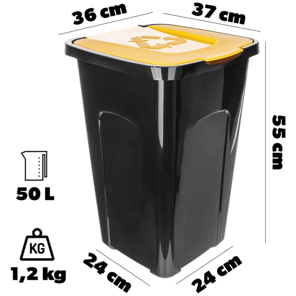 KADAX Affaldssorteringsspand 50L Gul Plast