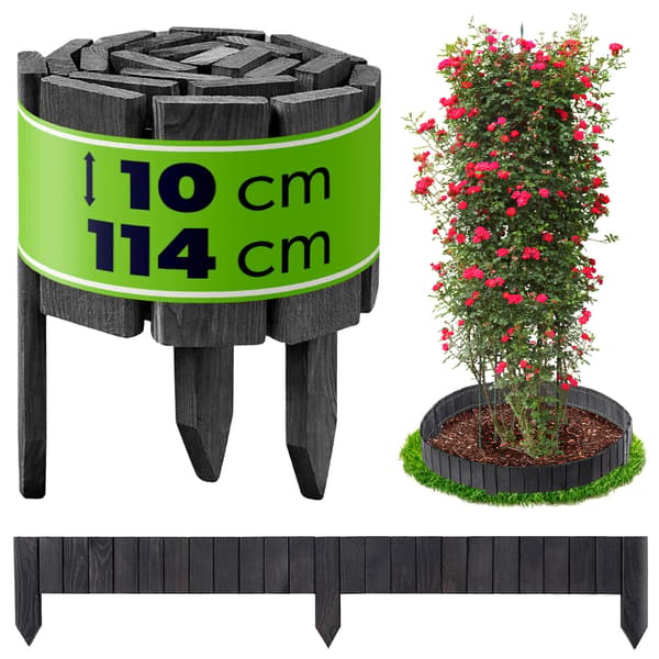 KADAX Palisade Trädgårdskant Trä Gräsmatta Indrivet Grå 10x114