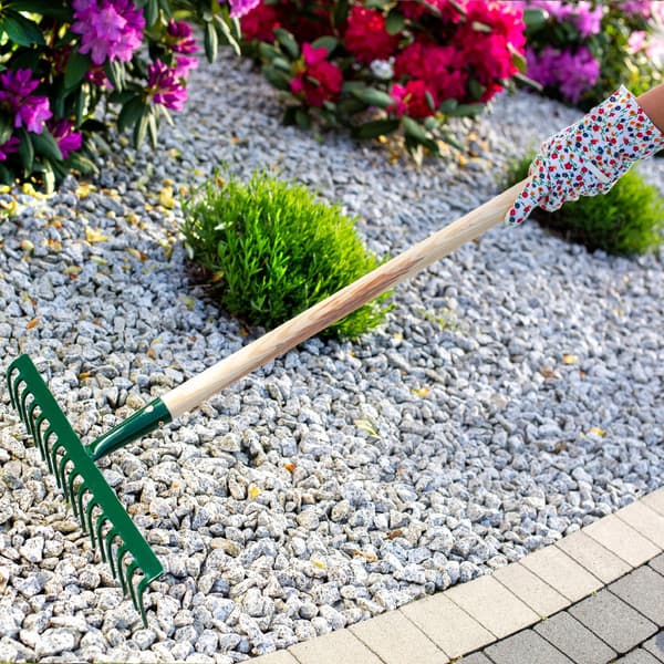 KADAX Løvrive, Havegræs, Træskaft, 138 cm, 16-tænders massiv rive