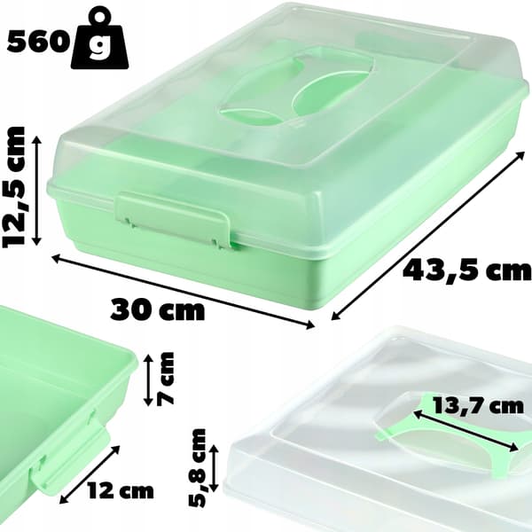 KADAX Rektangulär Plastbehållare för Kakor, Bakverk, Kakask, Stor