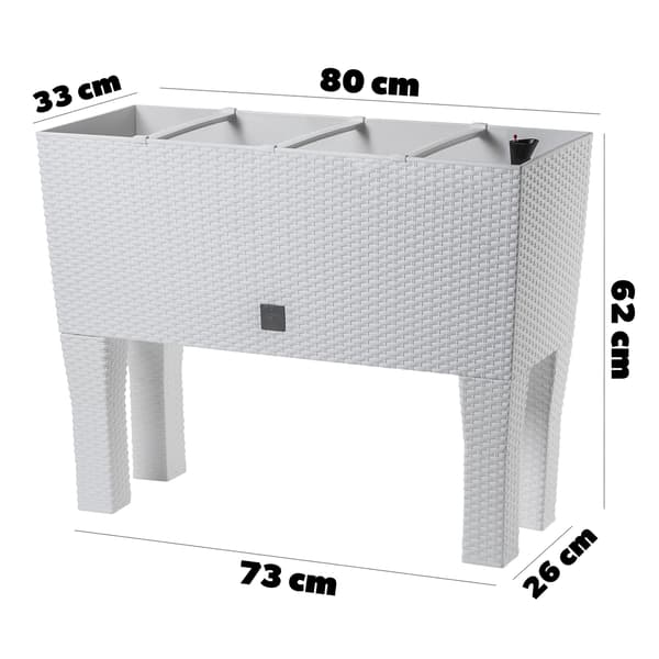 KADAX Blomkruka Trädgårdsplantering + Insats Blomlåda på Ben Vit 80cm