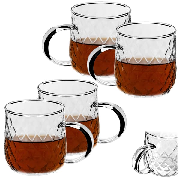 KADAX Teglas med Kaffehandtag 350ml Dryckesglas Set med 4 Glas