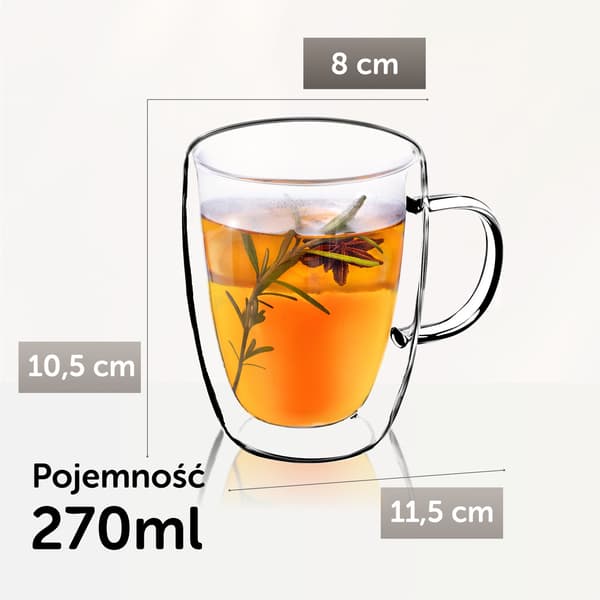 KADAX Termoglas för kaffe, te, latte, 350 ml dubbelväggiga muggar, 6 st