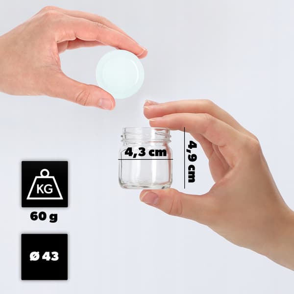 KADAX 10 stk. glaskrukke 40 ml til honning, krydderier, gave + låg