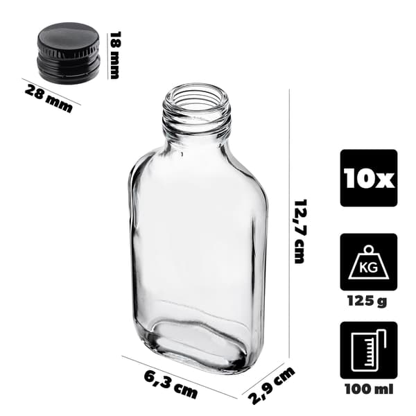 KADAX Pullo 100ml Mustalla korkilla 10kpl.