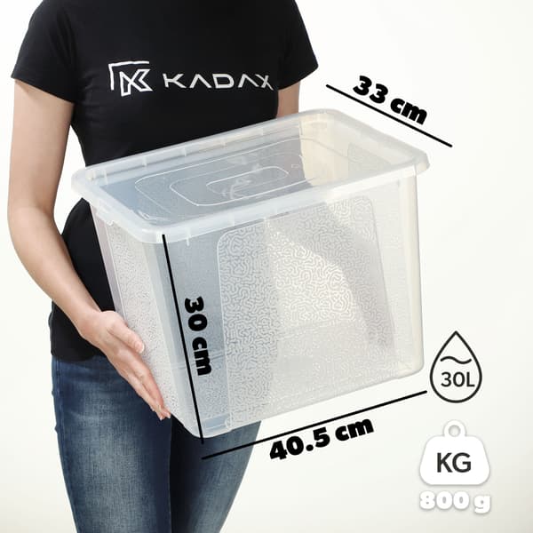 KADAX 30L plastbehållare med lock transparent låsbar stor låda