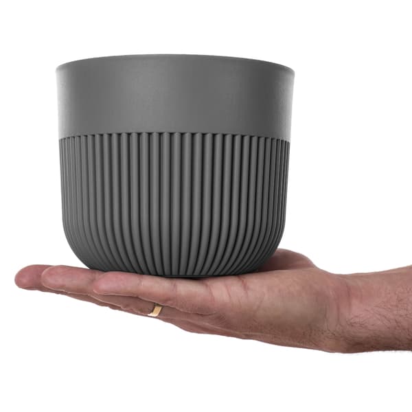 KADAX Urtepotte, Urtepottedæksel, 13 cm, Plast, Rund, Ribbet, Grå
