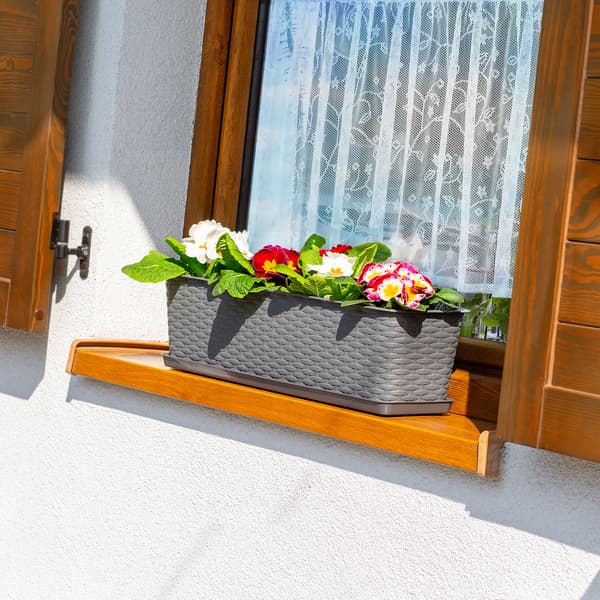 KADAX Balkonkasse Urtepotte med Blomsterfod 60 cm Grafit