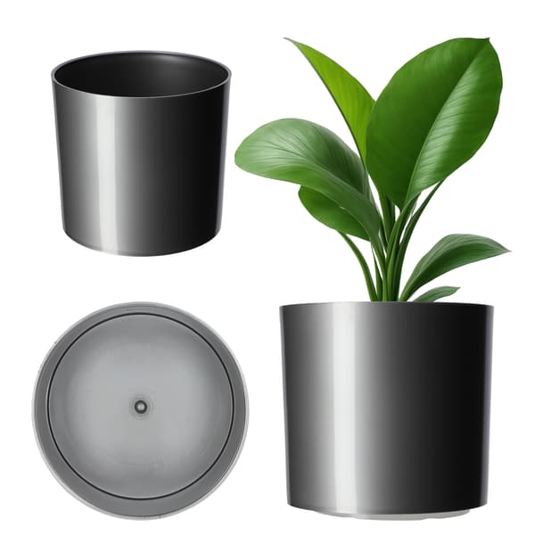 KADAX Blomkruka Rund Plastkruka 12,5 cm Silver