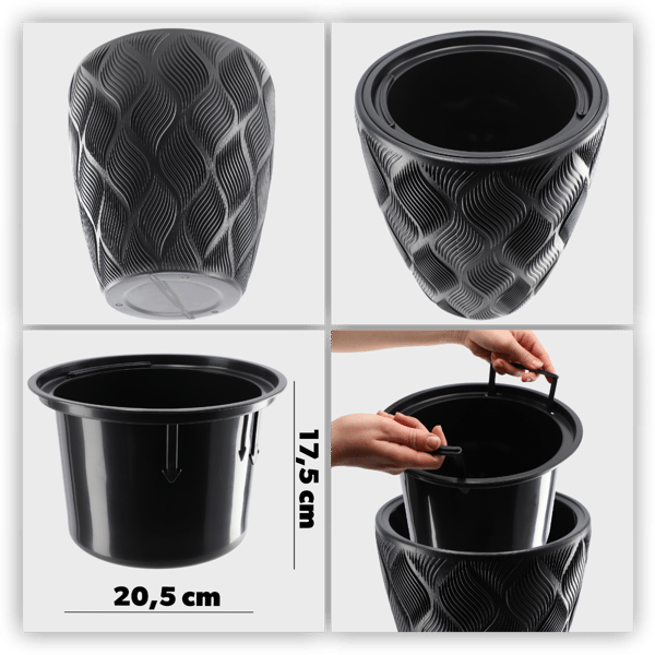 KADAX Urtepotte med Indsats 32cm Urtepottedæksel Plast Høj