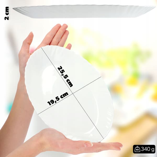 KADAX Ovalt Glas Serveringsfad 25cm Til Snacks Hvidt Fad