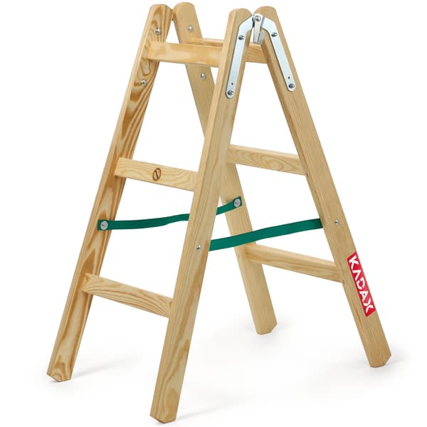 KADAX Trästege, Hushållsstege, 3 Steg, Dubbelsidig, Målning, 150 kg