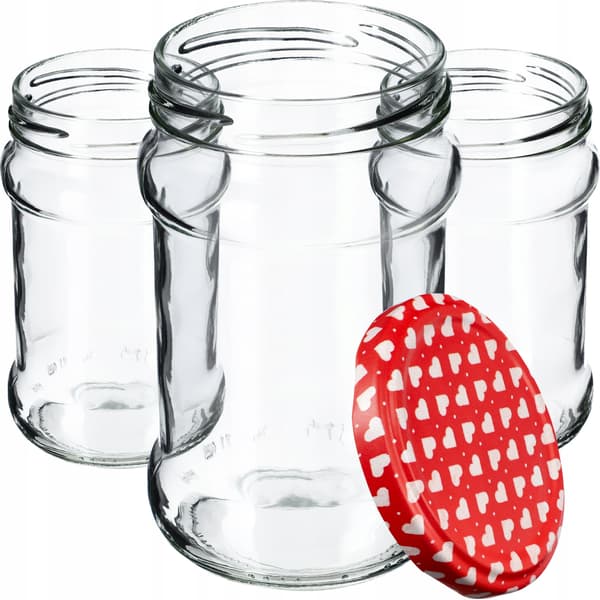KADAX Seno purkituspurkit 315ml 10kpl 66mm + "Hearts" kannet