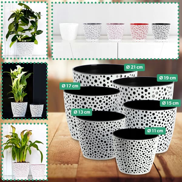 KADAX Urtepotte, Urtepotte, Rund Låg, Plastik Blomsterfod, 15cm, Sort