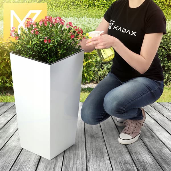KADAX Blomkruka Trädgårdskruka + Insats 29 x 58 cm Hög Stor Vit Glansblomma