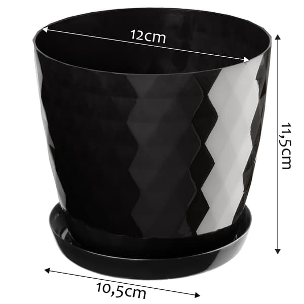 KADAX Plastik Urtepotte med Stativ, Urtepottedæksel, 12cm, Sort, Kadax